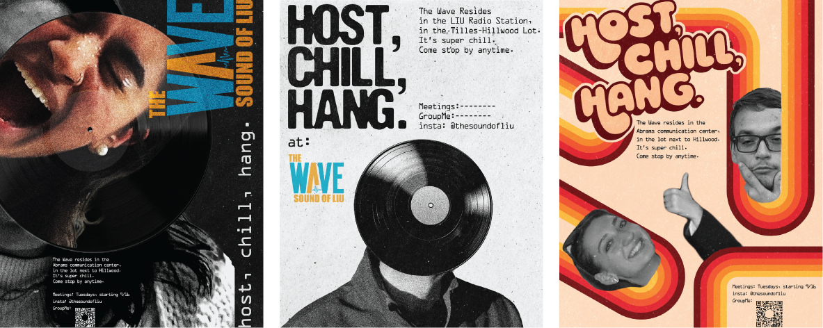 Host, Chill, Hang: The Wave radio club posters